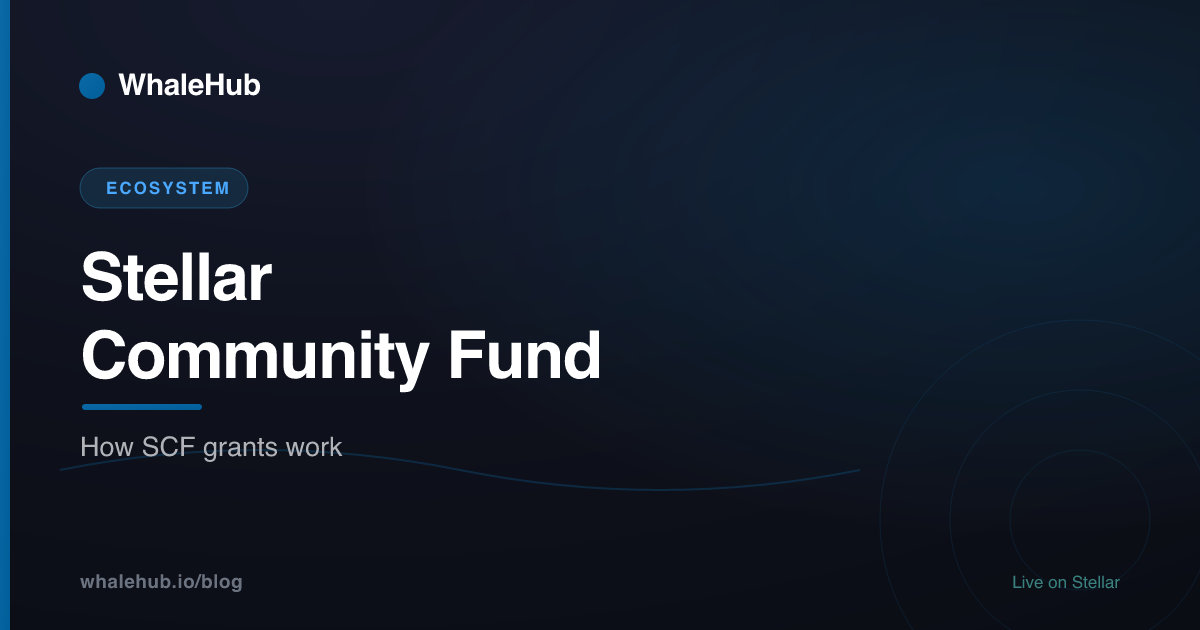Stellar Community Fund (SCF) — how Stellar grants work, WhaleHub guide cover